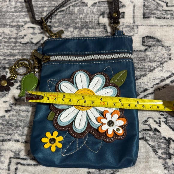 Chala Blue Crossbody Bag with Floral Design - Picture 4 of 8